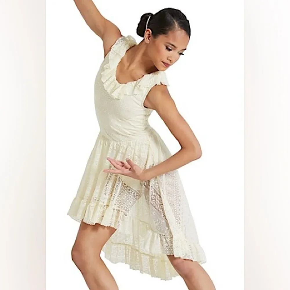 WEISSMAN Dance Costume lyrical ivory lace dress Warm Whispers 12072 adult MA
